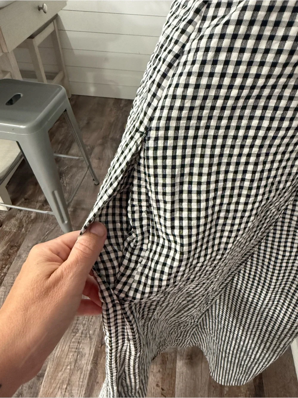 Nobody's Child Women's 12 Black White Check Gingham Puff Sleeve Dress - Picture 5 of 7